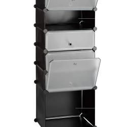 Meuble armoire &eacute;tag&egrave;re &agrave; chaussures avec 6 casiers 126 cm plastique noir 13_0001636_2