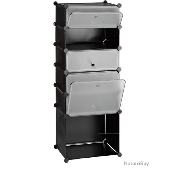 Meuble armoire �tag�re � chaussures avec 6 casiers 126 cm plastique noir 13_0001636_2