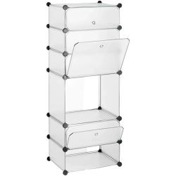 Meuble armoire &eacute;tag&egrave;re &agrave; chaussures avec 6 casiers 126 cm plastique transparent 13_0001636_3