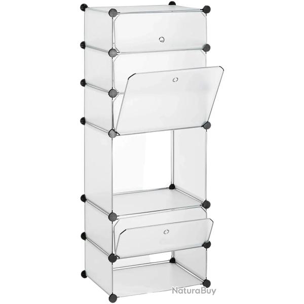 Meuble armoire �tag�re � chaussures avec 6 casiers 126 cm plastique transparent 13_0001636_3
