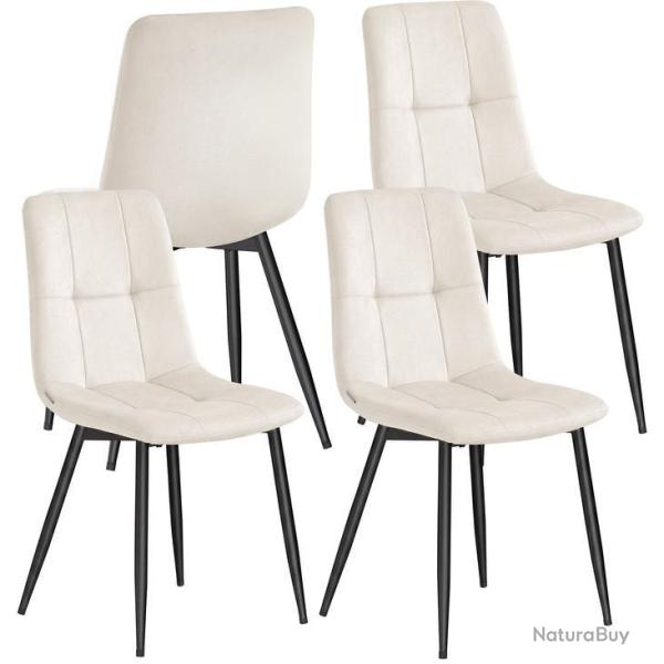 Lot de 4 chaises de salle � manger rembourr�es confortables 52 x 43,5 x 82 cm style moderne en velo