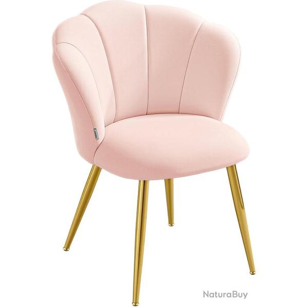 Chaise de salle � manger rembourr�e style moderne dossier p�tales 62,5 x 60 x 80 cm en velours rose