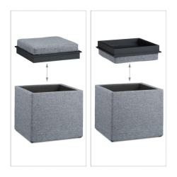 Tabouret coffre de rangement plateau lin gris fonc&eacute; 13_0002775_2