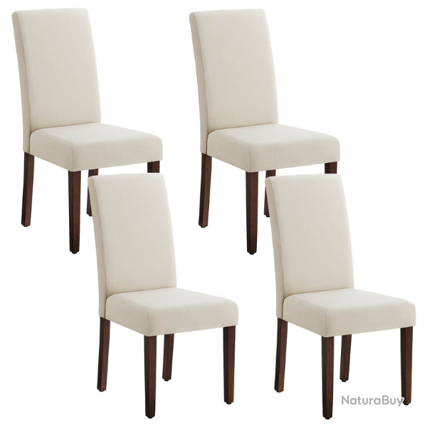 Lot de 2 chaises de salle � manger haut dossier assise �paisse 58 x 48 x 100 cm en bois d'h�v�a bla