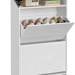 Meuble &agrave; chaussures &eacute;troit 24 x 60 x 102,8 cm avec s&eacute;parateurs r&eacute;glables style moderne en agglom&eacute;r&eacute;