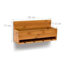 &Eacute;tag&egrave;re &agrave; vin porte-verres rustique pratique 40 x 30 x 10 cm en bambou naturel 13_0003217