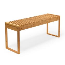 Banc en bambou naturel 120 x 30 x 45 cm confortable usage int&eacute;rieur ext&eacute;rieur ambiance cosy en bamb