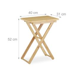 Table d'appoint pliable moderne 70 x 50 x 50 cm gain de place int&eacute;rieur ext&eacute;rieur en bambou naturel