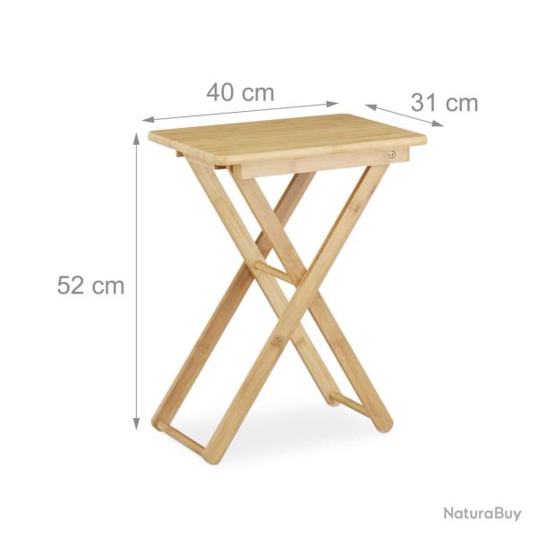 Table d'appoint pliable moderne 70 x 50 x 50 cm gain de place int�rieur ext�rieur en bambou naturel