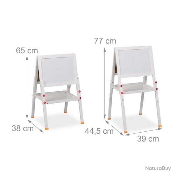 Tableau double face enfant hauteur r�glable 100 x 60 x 70 cm 2 en 1 pratique en bois blanc 13_00160