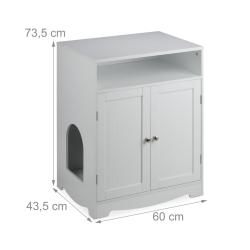 Meuble cache-liti&egrave;re pratique pour chat salon 70 x 45 x 45 cm avec acc&egrave;s facile ambiance cosy en bo