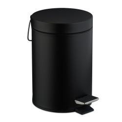 Poubelle ronde 3 litres salle de bain moderne design finition mate en m&eacute;tal gris 13_0016290