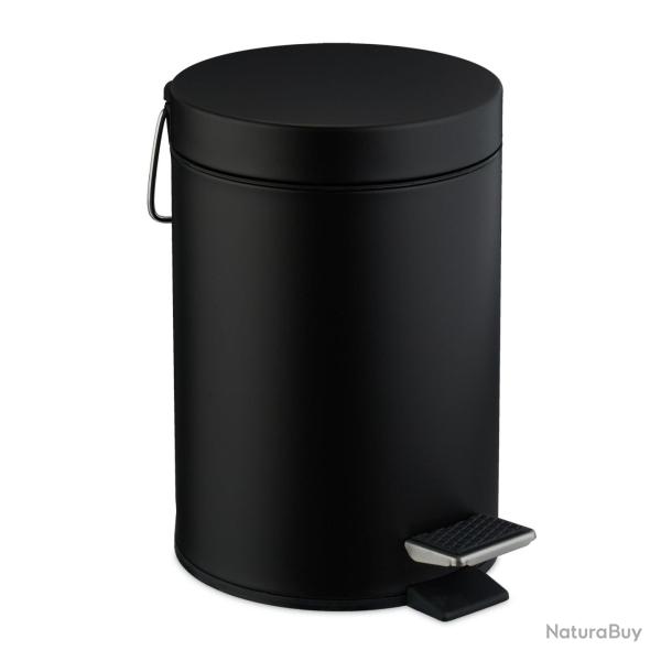 Poubelle ronde 3 litres salle de bain moderne design finition mate en m�tal gris 13_0016290
