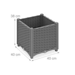 Jardini&egrave;re haute rectangulaire pour ext&eacute;rieur jardin terrasse 38 x 80 x 40 cm en plastique marron 1