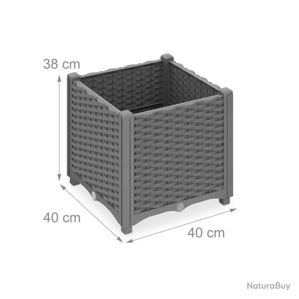 Jardini�re haute rectangulaire pour ext�rieur jardin terrasse 38 x 80 x 40 cm en plastique marron 1