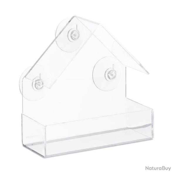 Mangeoire � oiseaux pour fen�tre avec toit 25 x 15 x 10 cm observatoire pratique en plastique trans