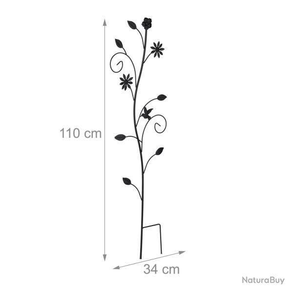 Lot de 1 treillis � plantes grimpantes design floral jardin 110 x 34 x 1 cm en acier noir 13_0016791
