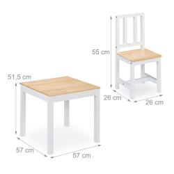 Lot de 2 chaises et table moderne chambre enfant 90 x 60 x 60 cm confort ergonomique en bois vein&eacute;