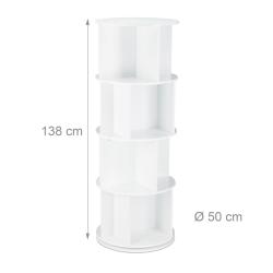 &Eacute;tag&egrave;re rotative moderne 4 niveaux 12 compartiments pour rangement efficace salon bureau en MDF bla