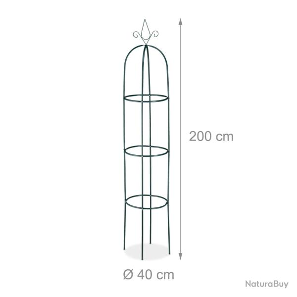 Ob�lisque d�coratif de jardin pour plantes grimpantes 200 x 30 x 30 cm en m�tal vert 13_0004991