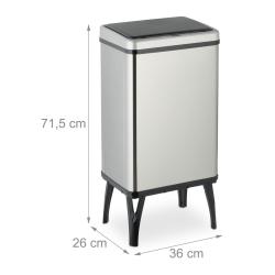 Poubelle automatique &agrave; capteur 71,5 x 36 x 26 cm &eacute;limination hygi&eacute;nique design moderne en acier ino