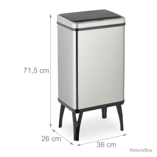 Poubelle automatique � capteur 71,5 x 36 x 26 cm �limination hygi�nique design moderne en acier ino