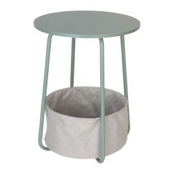 Table d'appoint ronde avec panier rangement pratique salon chambre 50 x 40 cm en MDF noir 13_0017275