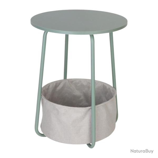 Table d'appoint ronde avec panier rangement pratique salon chambre 50 x 40 cm en MDF noir 13_0017275
