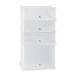 Meuble &agrave; chaussures &eacute;troit 91 x 49 x 36,5 cm 4 casiers modulables rangement pratique en plastique b