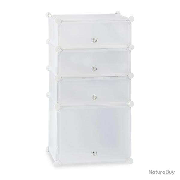 Meuble � chaussures �troit 91 x 49 x 36,5 cm 4 casiers modulables rangement pratique en plastique b