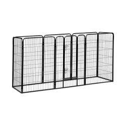 Enclos pour chiots modulable facile &agrave; assembler 60,5 x 76,5 x 235 cm en acier noir 13_0005493