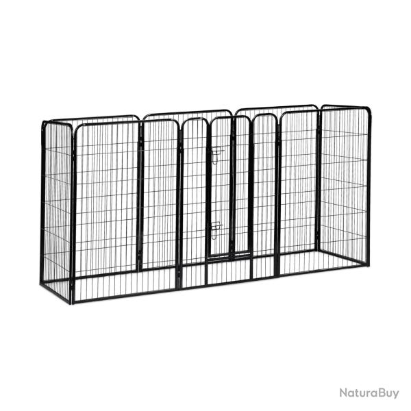 Enclos pour chiots modulable facile � assembler 60,5 x 76,5 x 235 cm en acier noir 13_0005493