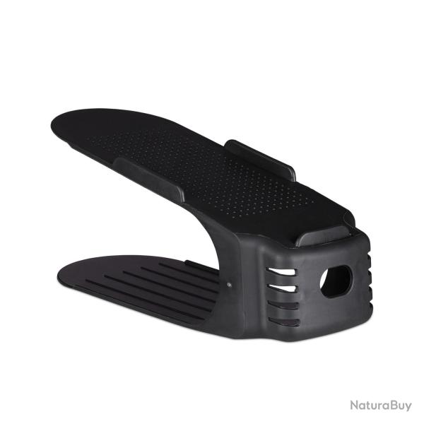 Lot de 12 supports pour chaussures rangement pratique 12 x 10 x 27 cm en PP noir 13_0005501