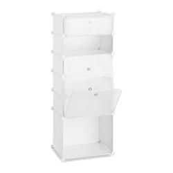 Meuble &agrave; chaussures &eacute;troit modulable 126 x 49 x 36,5 cm 6 casiers rangement facile en plastique bla