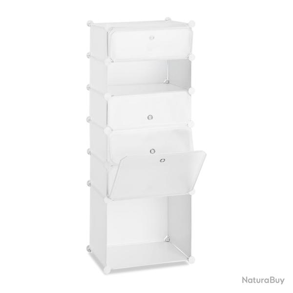 Meuble � chaussures �troit modulable 126 x 49 x 36,5 cm 6 casiers rangement facile en plastique bla