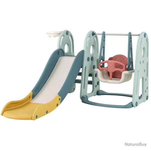 Ensemble de jeu 4 en 1 pour enfants 198 x 149 x 96 cm avec toboggan adapt� et balan�oire r�glable e
