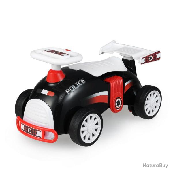 Voiture � roulettes pour enfants 55 x 32 x 29 cm avec musique et rangement sous le si�ge en pp noir
