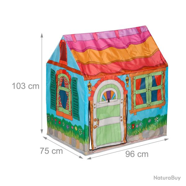 Tente pour enfants design maison de campagne 120 x 120 x 150 cm facile � monter en tissu blanc 13_0