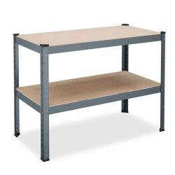 Banc de travail r&eacute;glable 90 x 60 x 80 cm pour bricolage rangement atelier en m&eacute;tal gris 13_0015623