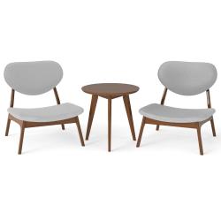 Lot de 2 fauteuils salon et table d'appoint 73 x 71,5 x 73 cm confort ultime moderne en bois massif
