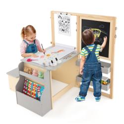 Centre d'art pour enfants 114 x 81 x 100 cm avec rangement multifonctionnel ambiance cosy en MDF gr