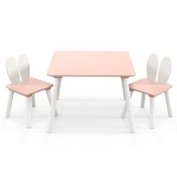 lot de 1 table et 2 chaises enfants 62 x 60 x 43 cm assise ergonomique design moderne en MDF rose 2