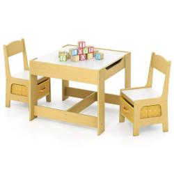 Lot de 1 table enfant 62 x 62 x 48 cm r&eacute;versible tableau noir et blanc rangement pratique design mo