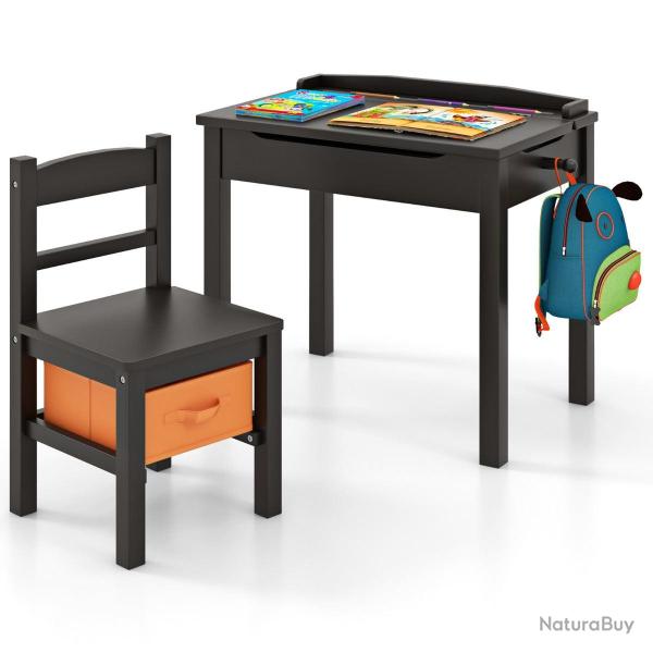 Lot de table et chaises enfants 59 x 40 x 51,5 cm espace de rangement assise ergonomique design mod
