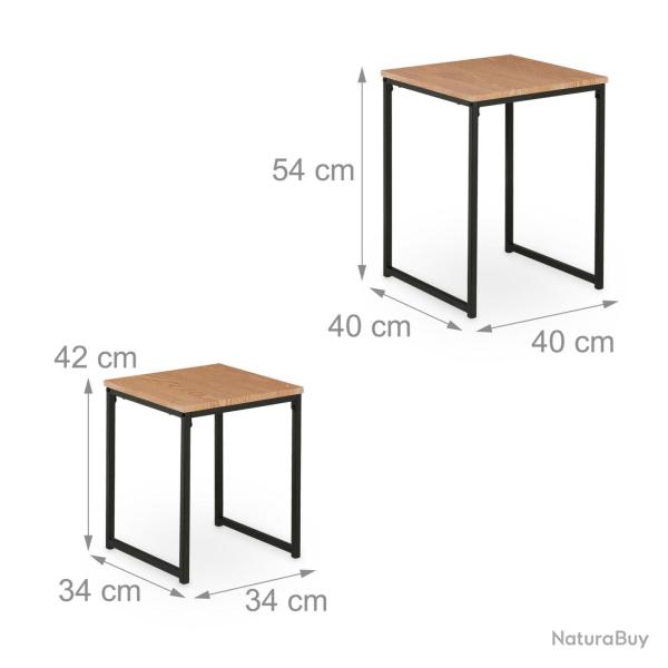 Lot de 2 tables d'appoint carr�es pratiques salon chambre 54 x 40 x 40 cm en MDF noir 13_0015489