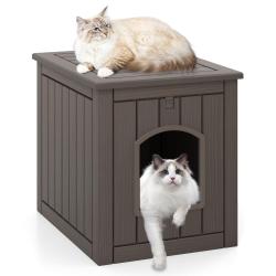 Niche multifonctionnelle pour chat 60 x 47 x 54,5 cm acc&egrave;s facile ambiance cosy finition bois gris