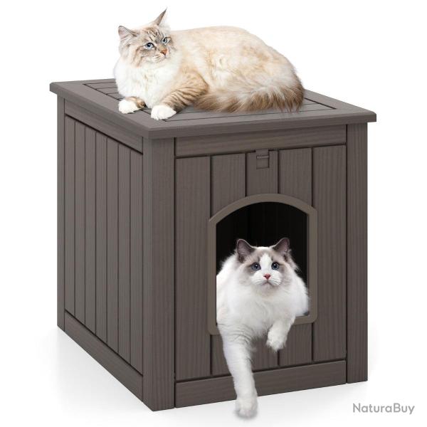 Niche multifonctionnelle pour chat 60 x 47 x 54,5 cm acc�s facile ambiance cosy finition bois gris