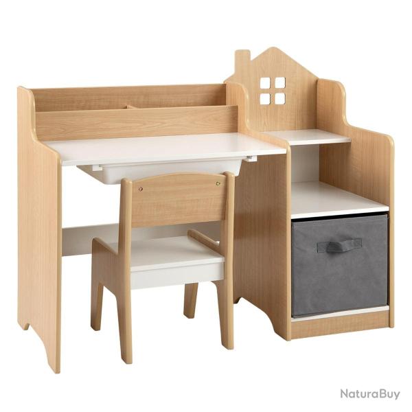 lot de 1 ensemble bureau et chaise pour enfants 94 x 40 x 76,5 cm pratiques ergonomiques moderne en