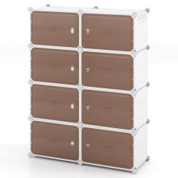 lot de meuble &agrave; chaussures empilable 95 x 32 x 126 cm rangement modulable 32 paires design moderne