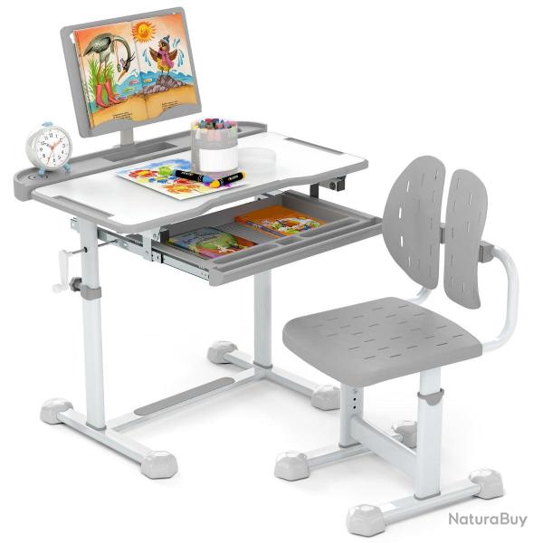 Ensemble de bureau et chaise pour enfants r�glables 80 x 50 x 83-99 cm avec tiroir compartiment� et